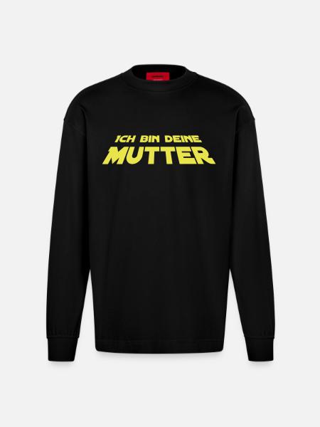Ich bin deine Mutter - Heavyweight Oversized Organic Langarmshirt Made in EU - SOLID BLACK