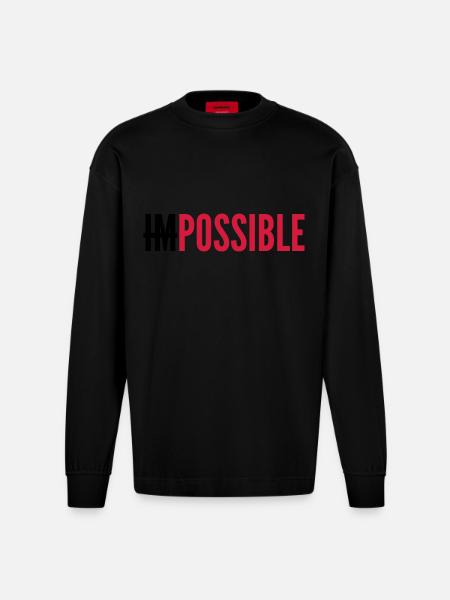 IMPOSSIBLE - POSSIBLE - Heavyweight Oversized Organic Longsleeve Shirt Made in EU - SOLID BLACK