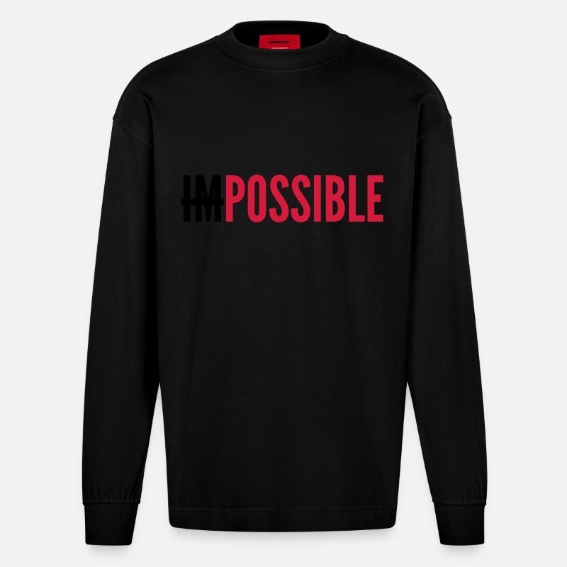 IMPOSSIBLE - POSSIBLE - Manches longues bio épais oversize fabriqué en UE - SOLID BLACK