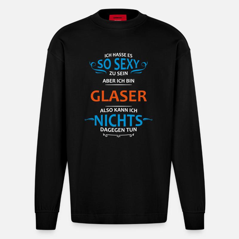 Glaser Beruf - Heavyweight Oversized Organic Langarmshirt Made in EU - SOLID BLACK