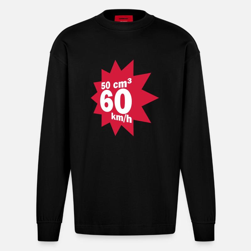 50 cc, 60 kmh - Manches longues bio épais oversize fabriqué en UE - SOLID BLACK