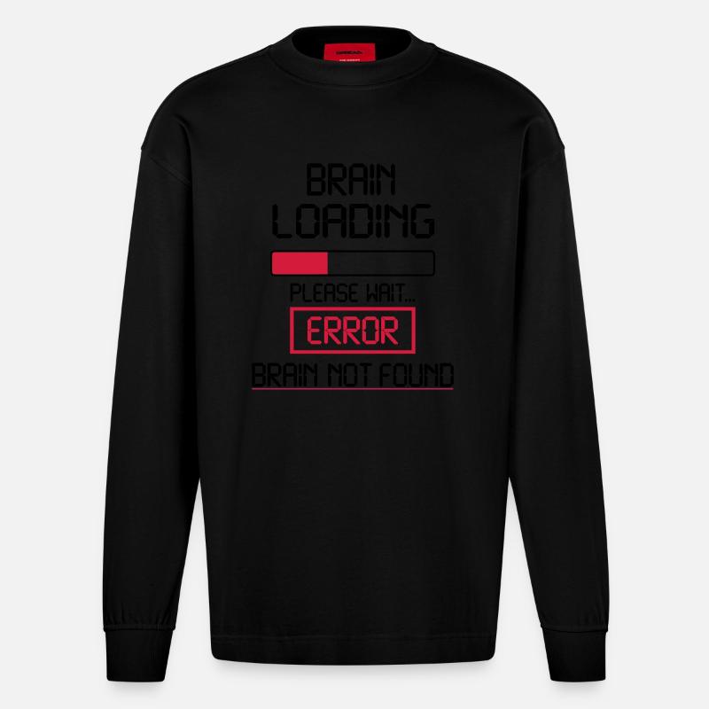 brain loading error - Heavyweight Oversized Organic Longsleeve Shirt Made in EU - SOLID BLACK