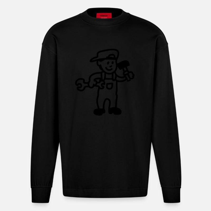 Handwerker - line - Heavyweight Oversized Organic Langarmshirt Made in EU - SOLID BLACK