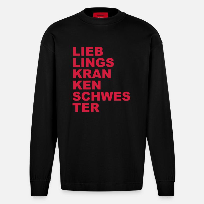 Lieblingskrankenschwester - Heavyweight Oversized Organic Langarmshirt Made in EU - SOLID BLACK