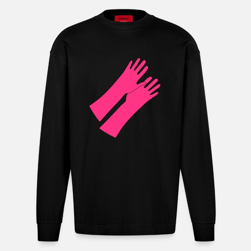 Gummihandschuhe _gg1 - Heavyweight Oversized Organic Langarmshirt Made in EU - SOLID BLACK