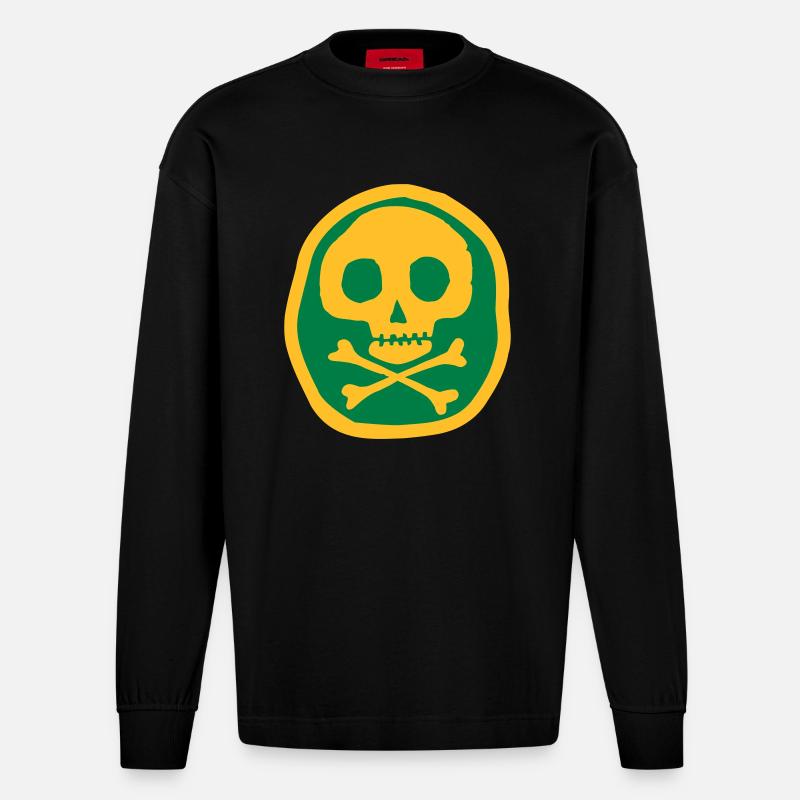 Schädel & Knochen - Heavyweight Oversized Organic Langarmshirt Made in EU - SOLID BLACK