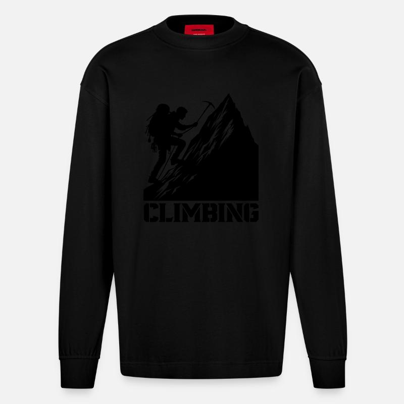 bergsteiger climbing - Heavyweight Oversized Organic Langarmshirt Made in EU - SOLID BLACK