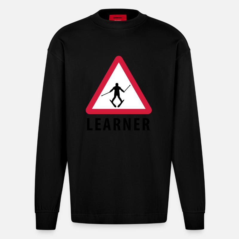 Ski Learner - Manches longues bio épais oversize fabriqué en UE - SOLID BLACK