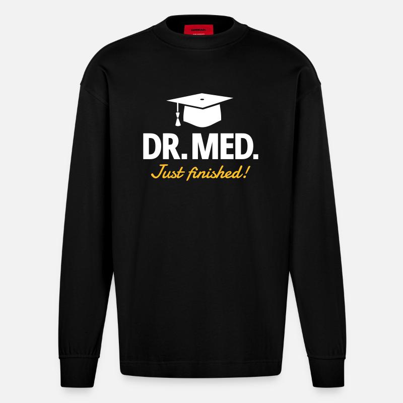 Dr. med. - Doktorhut - Heavyweight Oversized Organic Langarmshirt Made in EU - SOLID BLACK