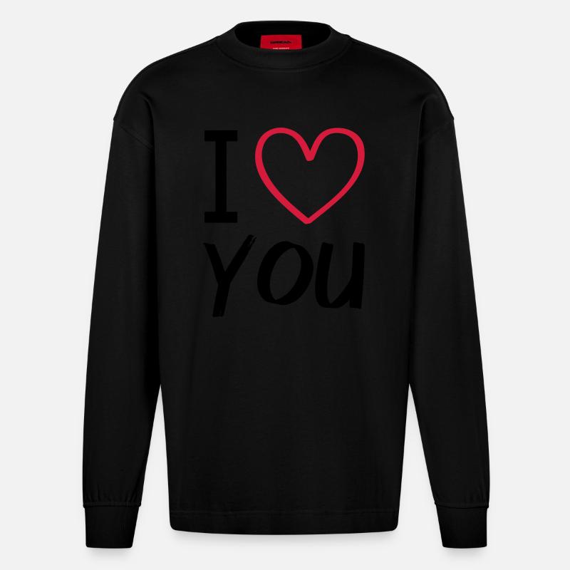 Je t’aime - Manches longues bio épais oversize fabriqué en UE - SOLID BLACK
