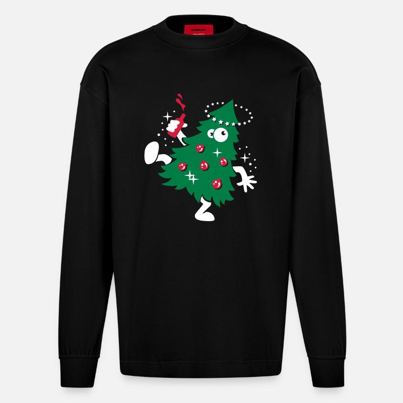 Tipsy de Noël - Manches longues bio épais oversize fabriqué en UE - SOLID BLACK