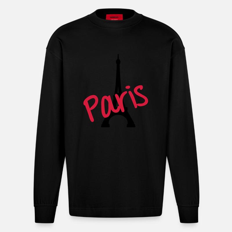 Paris - Heavyweight Oversized Organic Langarmshirt Made in EU - SOLID BLACK