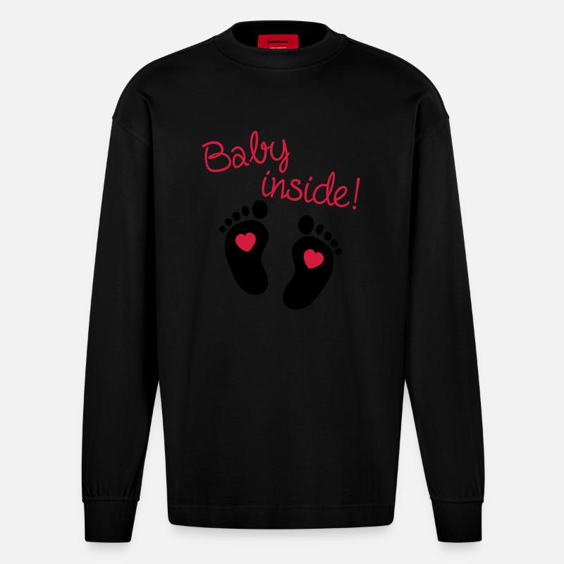 Baby Inside - Heavyweight Oversized Organic Langarmshirt Made in EU - SOLID BLACK