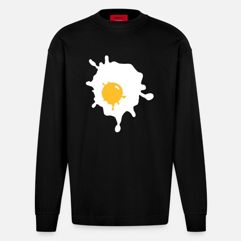 Ein Spiegelei - V2 - Heavyweight Oversized Organic Langarmshirt Made in EU - SOLID BLACK