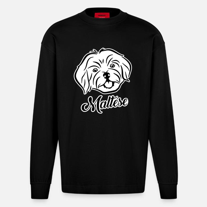 Malteser - Heavyweight Oversized Organic Langarmshirt Made in EU - SOLID BLACK