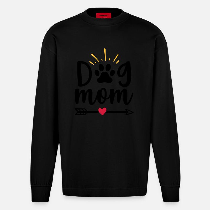 Dog mom - Heavyweight Oversized Organic Langarmshirt Made in EU - SOLID BLACK