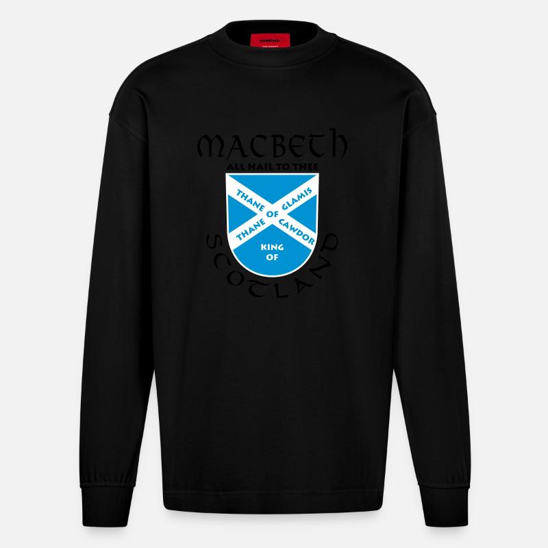 Ecosse Macbeth - Manches longues bio épais oversize fabriqué en UE - SOLID BLACK