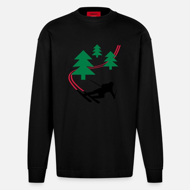 Wald Ski - Heavyweight Oversized Organic Langarmshirt Made in EU - SOLID BLACK