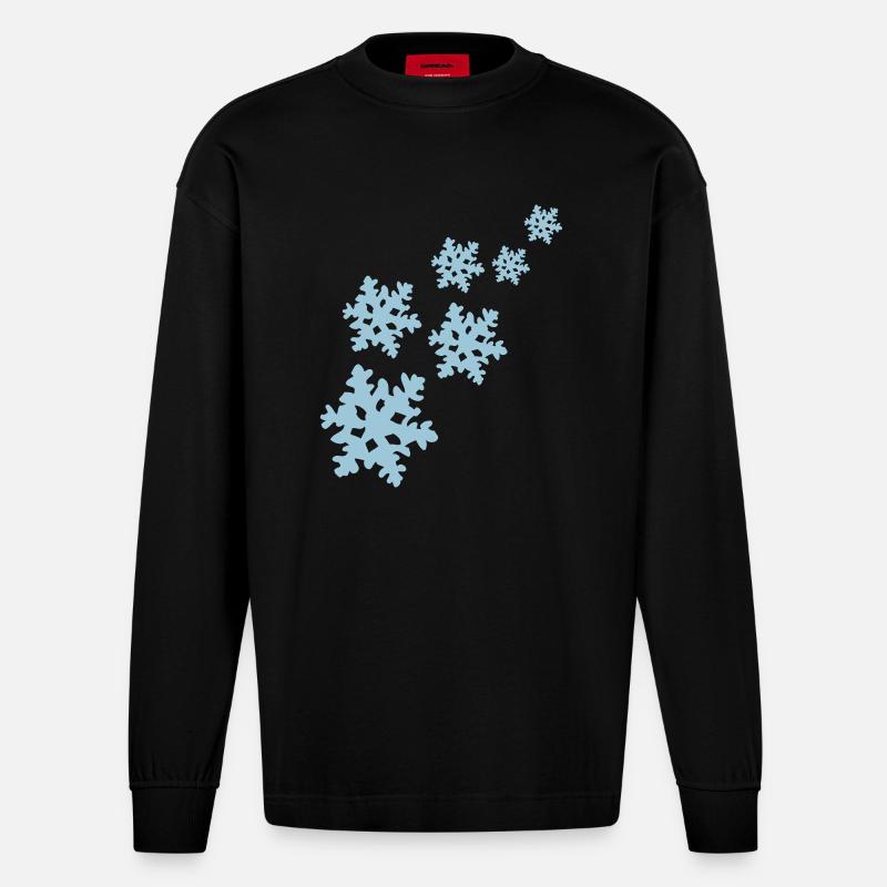 flocon de neige - Manches longues bio épais oversize fabriqué en UE - SOLID BLACK