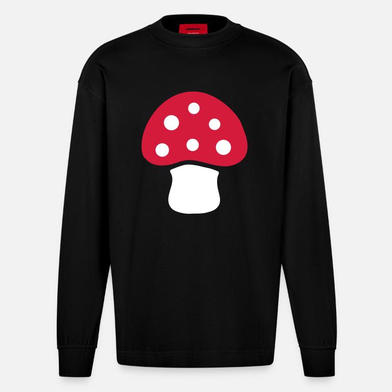 Toadstool - Heavyweight Oversized Organic Longsleeve Shirt Made in EU - SOLID BLACK