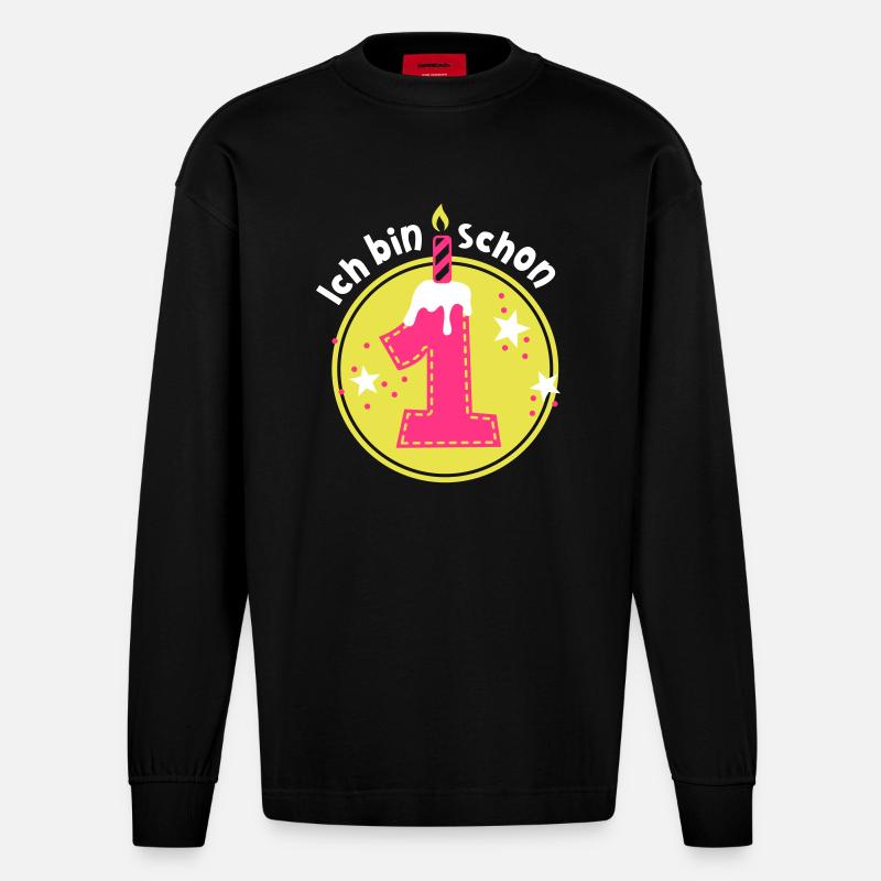 Juste un an - Manches longues bio épais oversize fabriqué en UE - SOLID BLACK