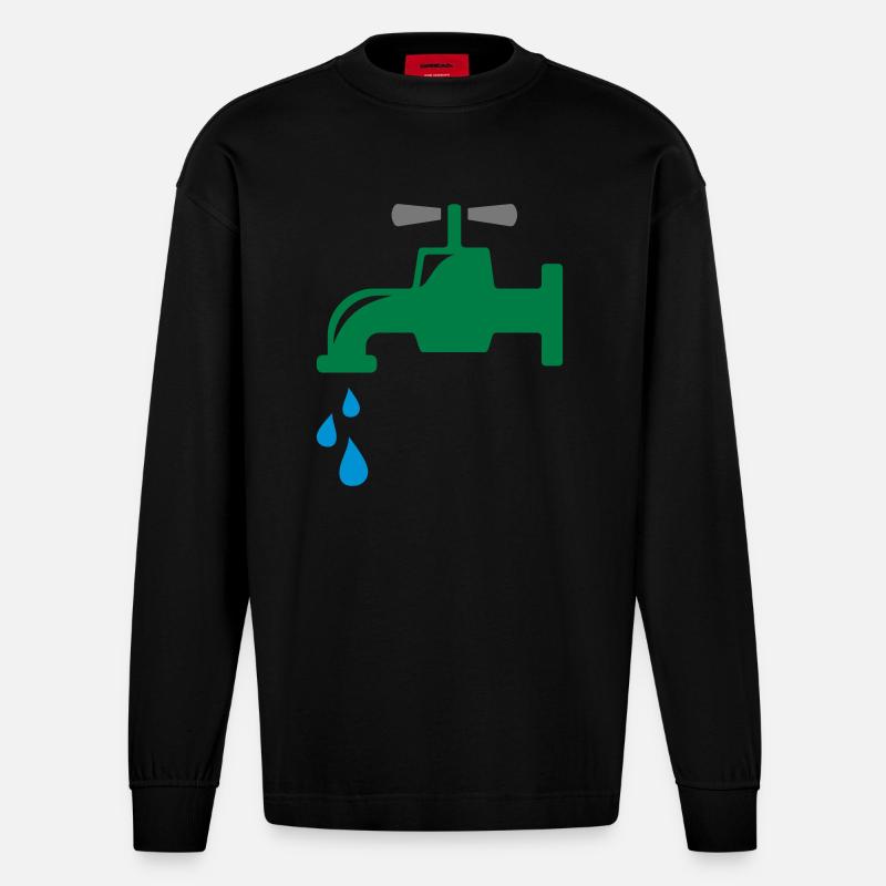 robinet - Manches longues bio épais oversize fabriqué en UE - SOLID BLACK