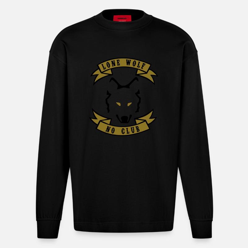 Lone wolf - No club - Manches longues bio épais oversize fabriqué en UE - SOLID BLACK