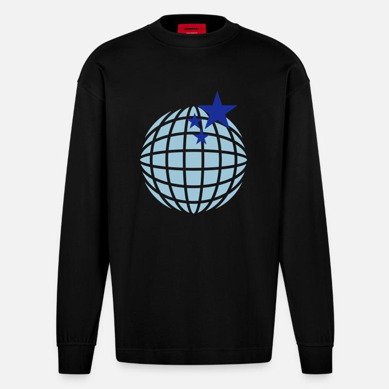 Boule disco / globe disco (2c) - Manches longues bio épais oversize fabriqué en UE - SOLID BLACK