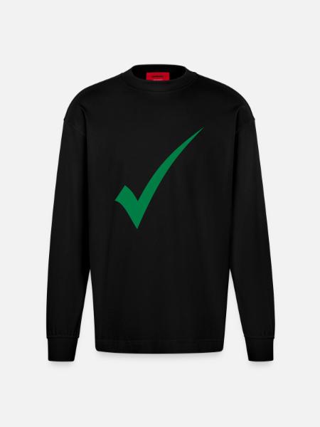 Green hook check - Heavyweight Oversized Organic Longsleeve Shirt Made in EU - SOLID BLACK