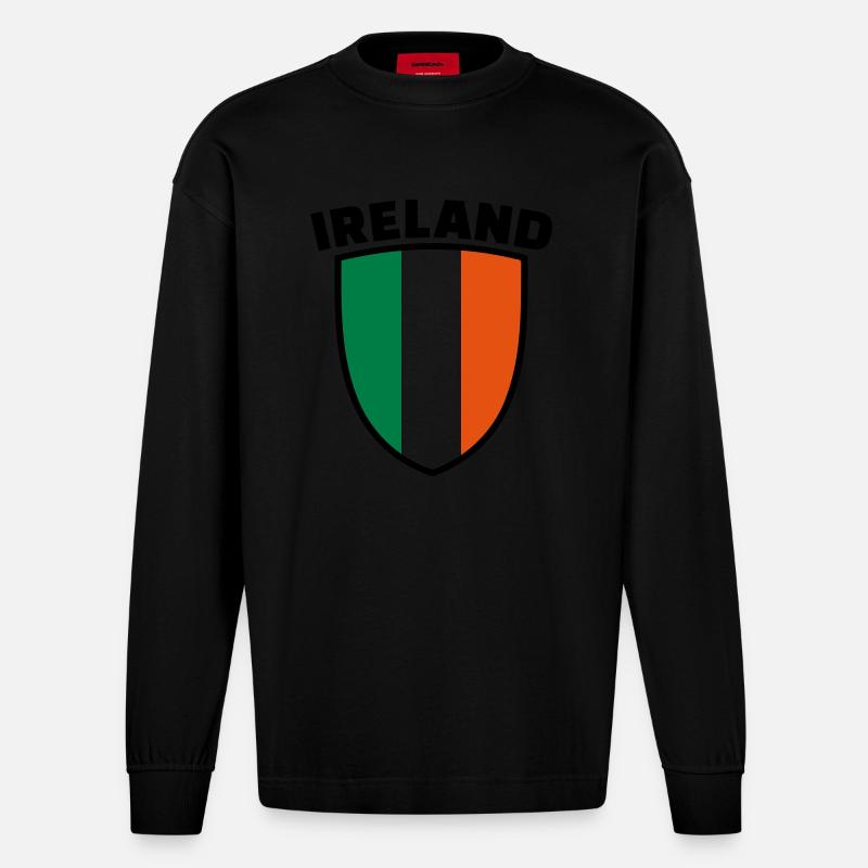 Ireland - Heavyweight Oversized Organic Langarmshirt Made in EU - SOLID BLACK