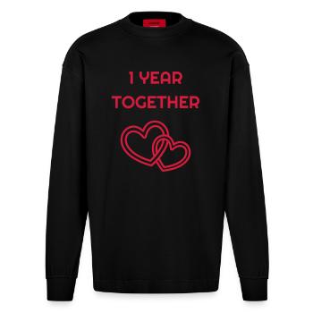 1 - Birthday Wedding - Marriage - Love - Wife - Manches longues bio épais oversize fabriqué en UE - SOLID BLACK - Devant