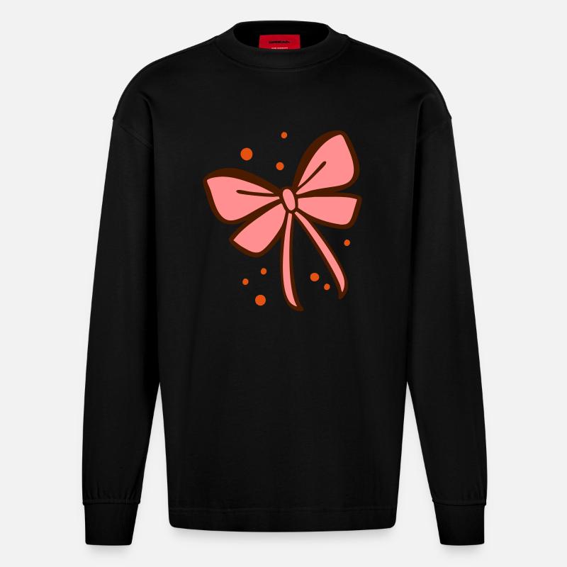 Bow Gift Bow - Heavyweight Oversized Organic Longsleeve Shirt Made in EU - SOLID BLACK