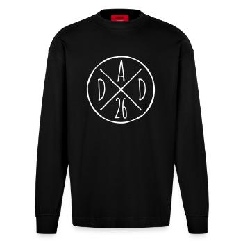 Dad 26 Vater Baby Papa 2026 Vatertagsgeschenk - Heavyweight Oversized Organic Langarmshirt Made in EU - SOLID BLACK - Vorne