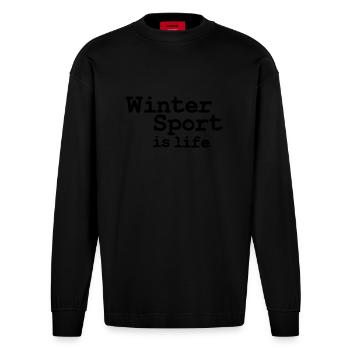 winter sport is life - Heavyweight Oversized Organic Langarmshirt Made in EU - SOLID BLACK - Vorne