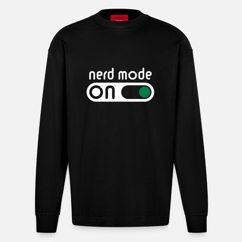 Nerd Mode On (Geek / Computerfreak) - Heavyweight Oversized Organic Langarmshirt Made in EU - SOLID BLACK