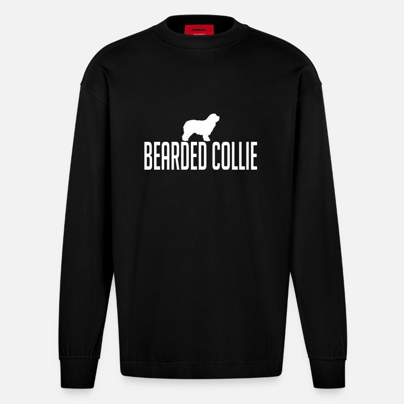 BEARDED COLLIE Hunderasse - Heavyweight Oversized Organic Langarmshirt Made in EU - SOLID BLACK