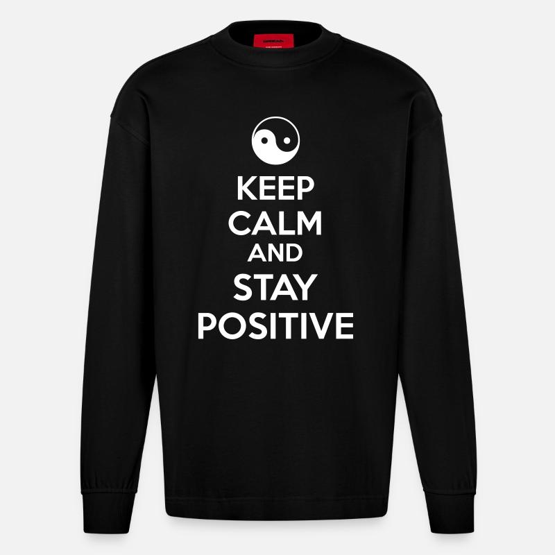Keep Calm Ying Yang - Heavyweight Oversized Organic Langarmshirt Made in EU - SOLID BLACK