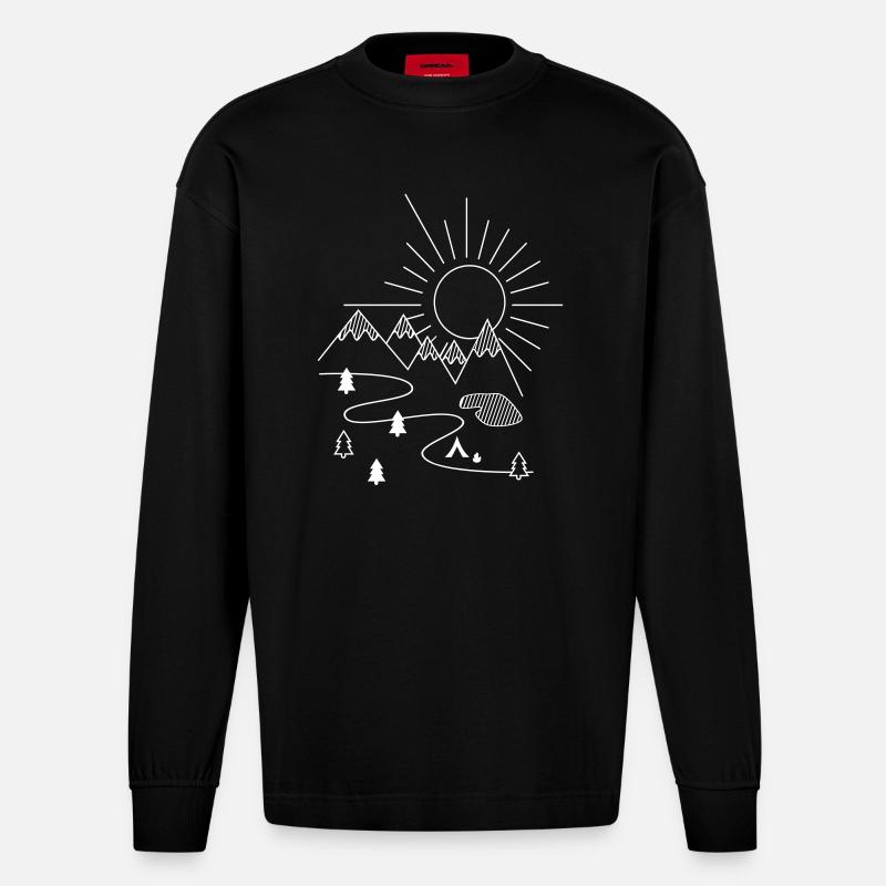 Camping - Heavyweight Oversized Organic Langarmshirt Made in EU - SOLID BLACK