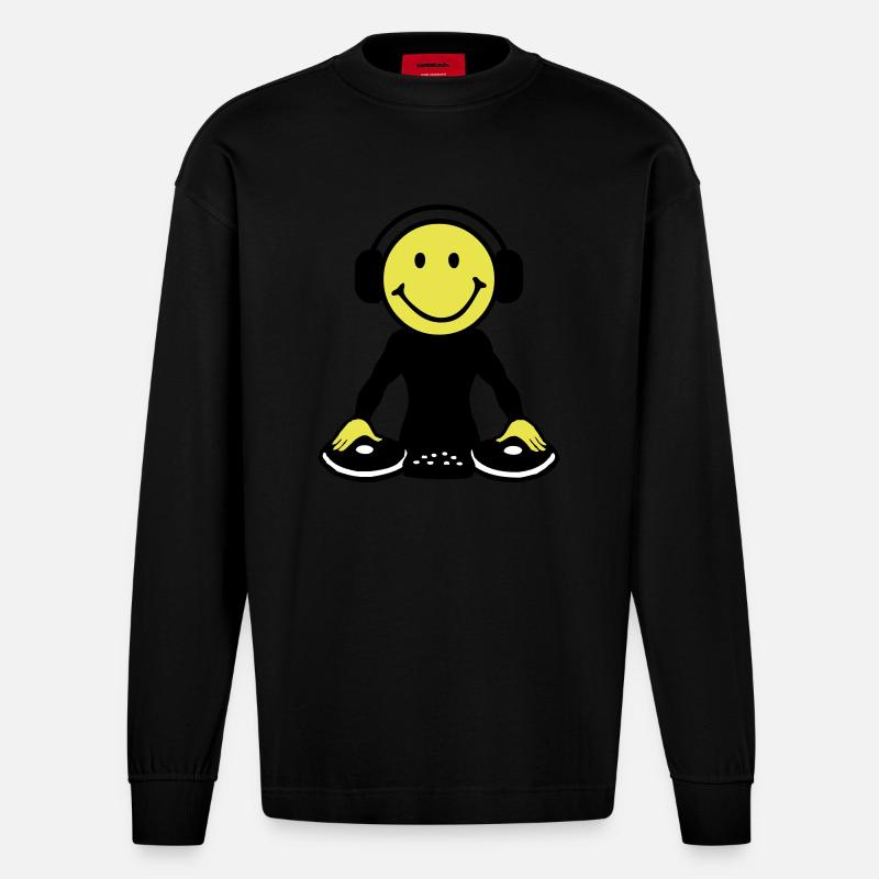 DJ - Camiseta de manga larga oversize de gran gramaje y ecológica fabricada en la UE - SOLID BLACK