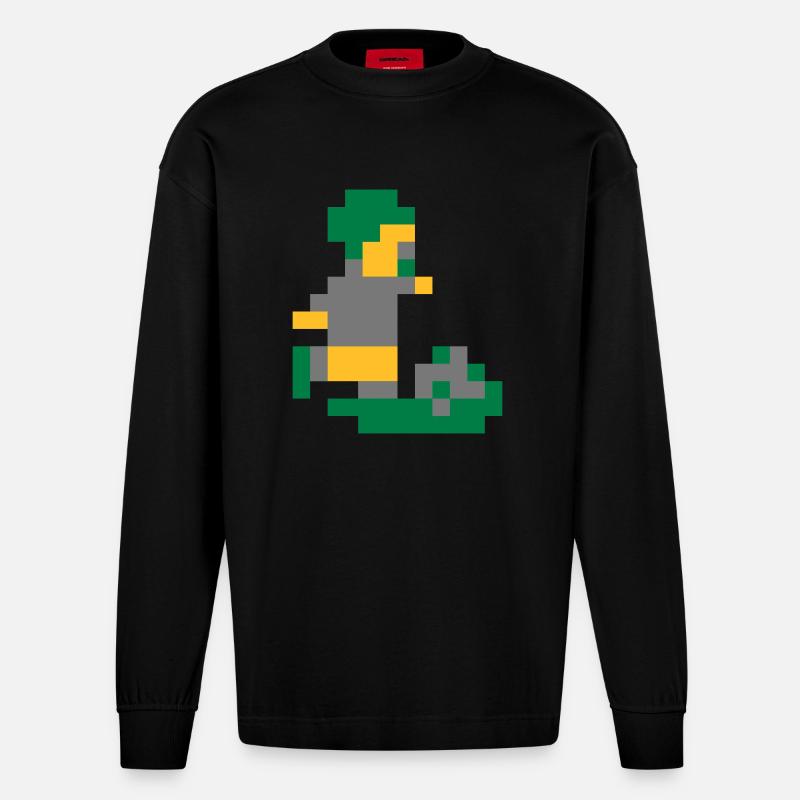 Sensi Pixel Man - Heavyweight Oversized Organic Langarmshirt Made in EU - SOLID BLACK