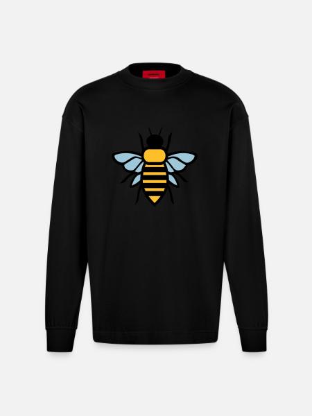 Biene - Heavyweight Oversized Organic Langarmshirt Made in EU - SOLID BLACK