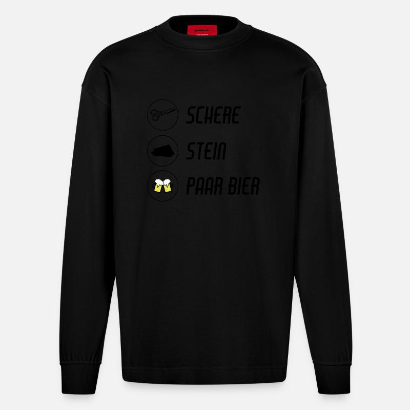  / schnick schnack schnuck - Heavyweight Oversized Organic Langarmshirt Made in EU - SOLID BLACK
