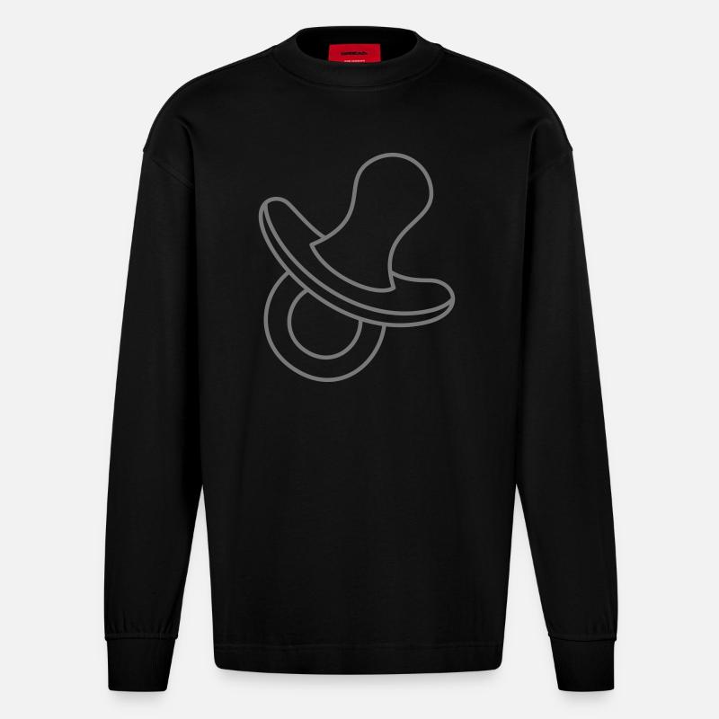 Schnuller - Heavyweight Oversized Organic Langarmshirt Made in EU - SOLID BLACK
