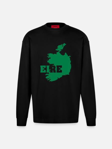 Eire (ID: 002004) - Heavyweight Oversized Organic Longsleeve Shirt Made in EU - SOLID BLACK