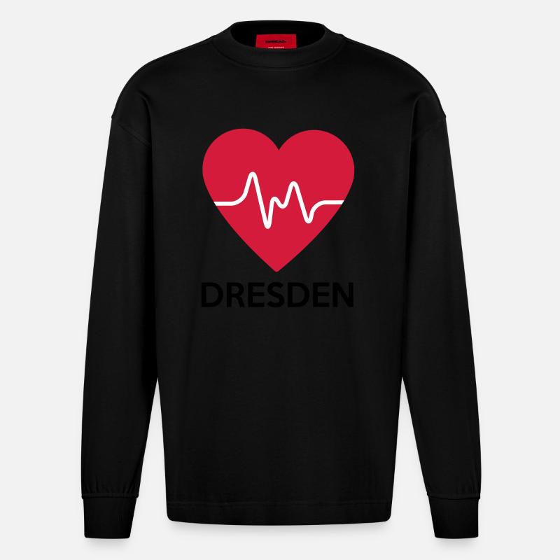 Herz Dresden - Heavyweight Oversized Organic Langarmshirt Made in EU - SOLID BLACK