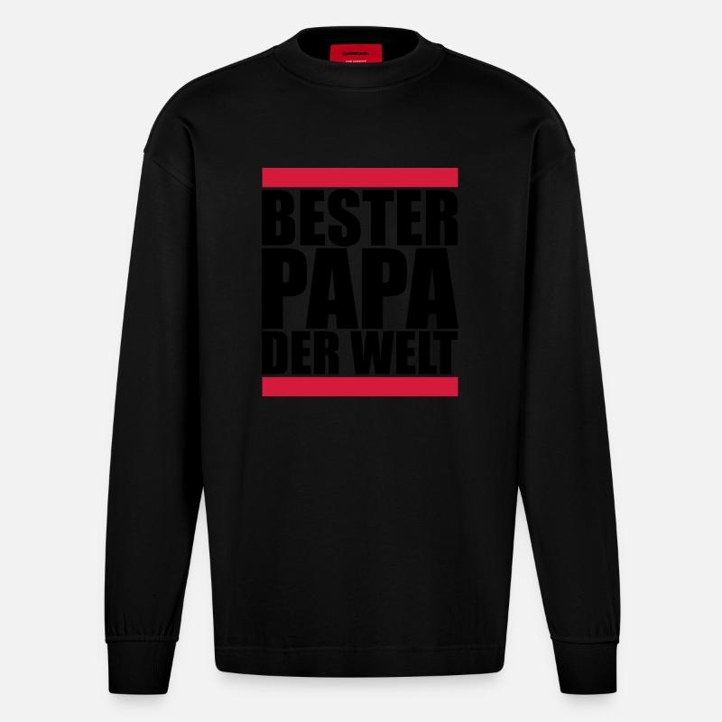bester papa der welt - Heavyweight Oversized Organic Langarmshirt Made in EU - SOLID BLACK