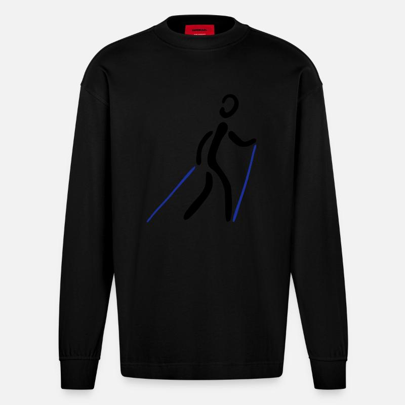 Nordic Walking 2C - Heavyweight Oversized Organic Langarmshirt Made in EU - SOLID BLACK