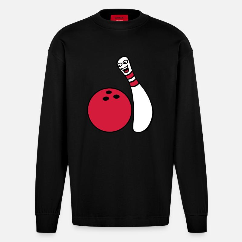 Cheeky Comic Bowling Pin - Manches longues bio épais oversize fabriqué en UE - SOLID BLACK