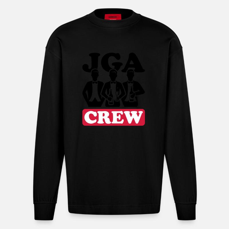 Junggesellen Abschied Crew - Heavyweight Oversized Organic Langarmshirt Made in EU - SOLID BLACK