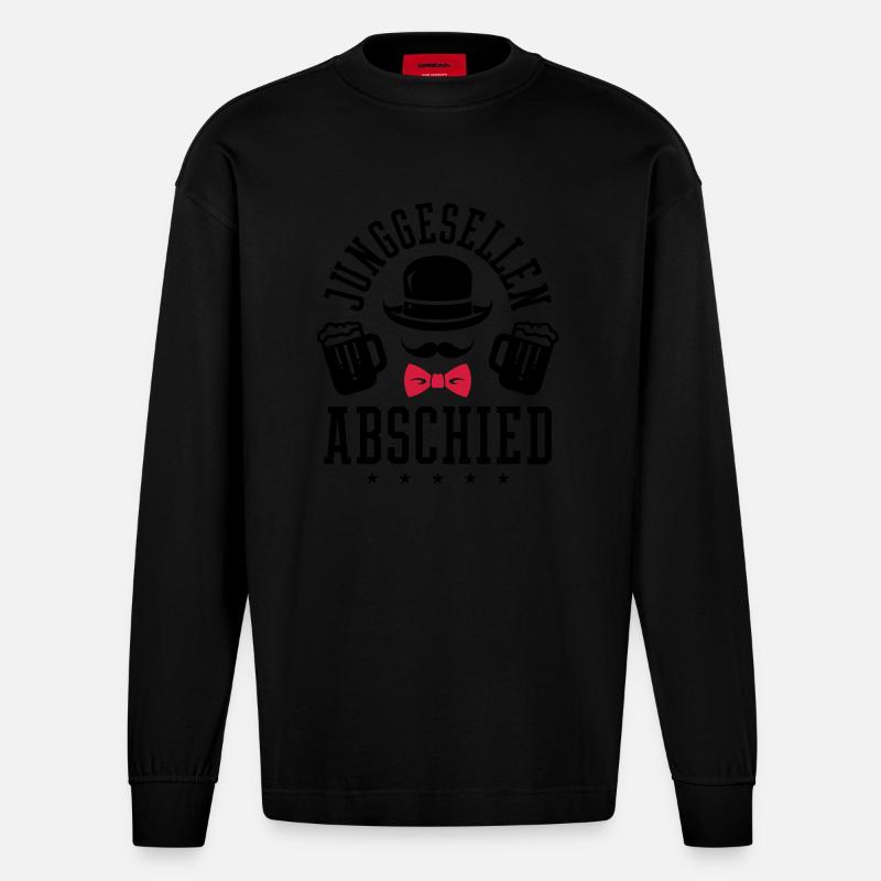 Junggesellenabschied Jga Bräutigam - Heavyweight Oversized Organic Langarmshirt Made in EU - SOLID BLACK